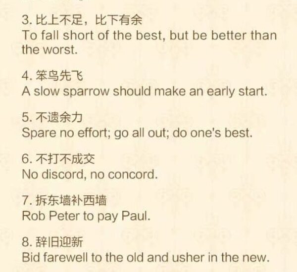 100 Popular Chinese Proverbs with English Translations